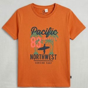 premium kids mustard yellow t shirt 'pacific northwest 83' summer tee