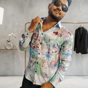 premium art landscape digital print full sleeve shirt