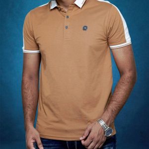 premium masters brown and white solder panel polo shirt